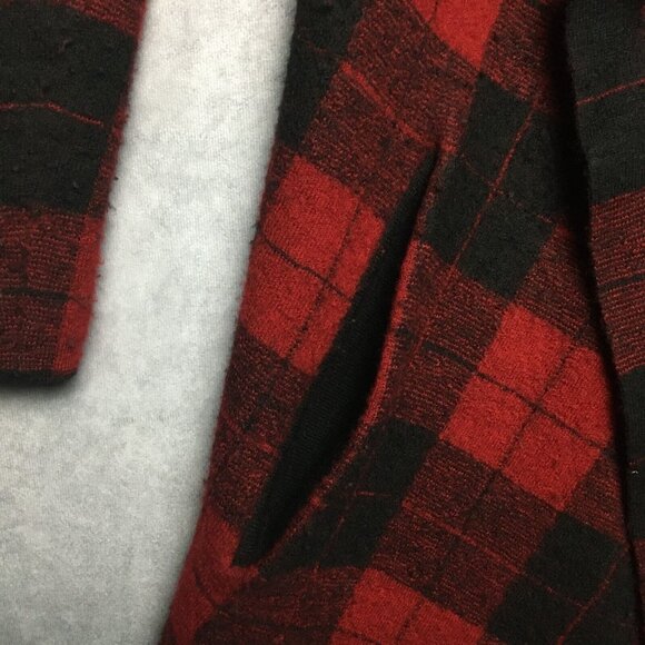 Lauren Ralph Lauren RL Womens Wool Wrap Coat Red Black Plaid - size Small‎ - Picture 14 of 16